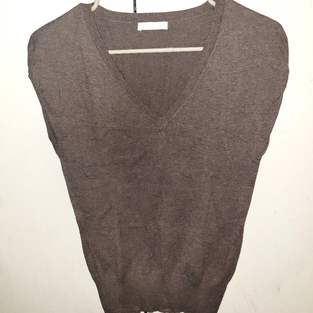 5 for $25! Promod  Gray/Brown Heather Gathered Shoulder Vest - S